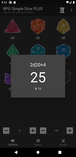 RPG Simple Dice PLUS Screen 2