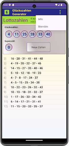 Lottozahlen Generator Screen 2