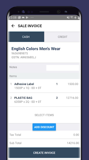 Android application Freespace ERP - Sales screenshort