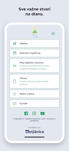 Android application Gradska knjižnica Labin screenshort