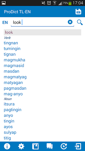 Filipino - English dictionary Screen 2