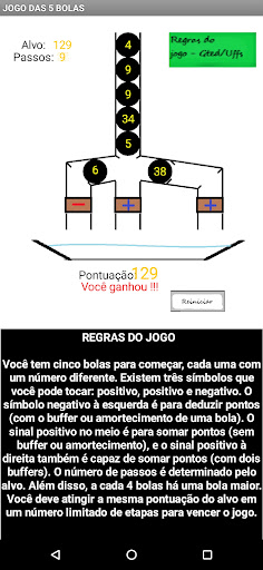Android application O jogo das 5 bolas screenshort