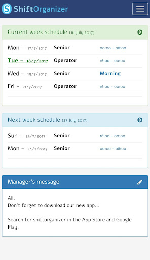 ShiftOrganizer Screen 2