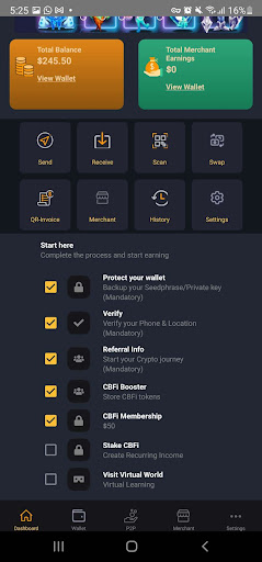 Android application CBFI: Coins & Tokens Wallet screenshort