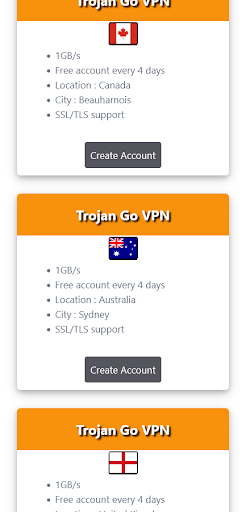 Android application VPN & SSH Tunnel Accounts screenshort