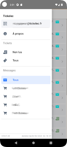 Android application Tickelec screenshort