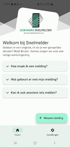 Android application Snelmelder screenshort