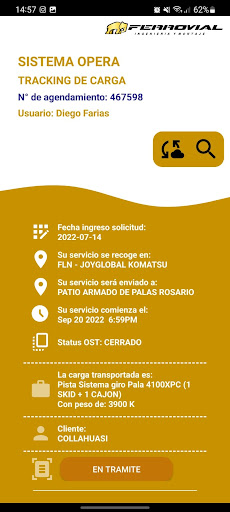 Android application OperApp Tracking screenshort