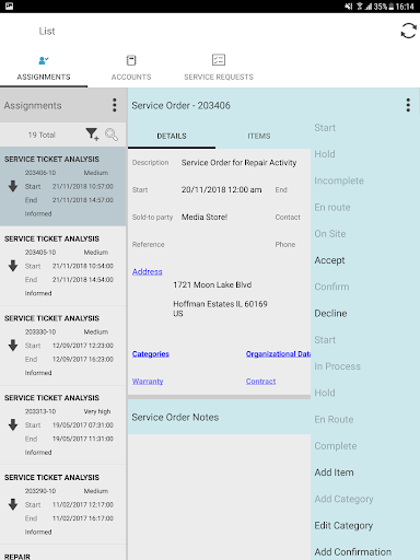 Screenshot of SAP CRM Service Manager
