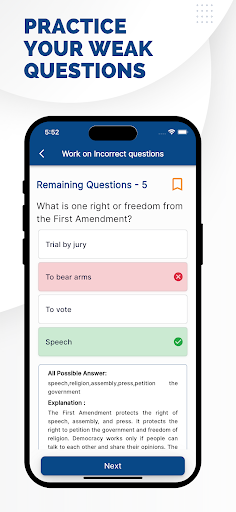 Screenshot of US Citizenship Test - 2024