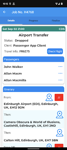 CDS Chauffeur App Screen 2