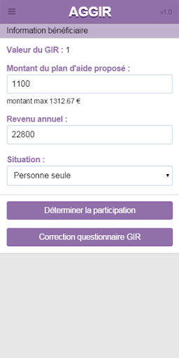 AGGIR - GIR et Calcul APA Screen 3