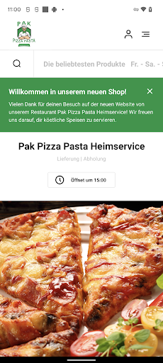 Android application Pak Pizza Pasta Heimservice screenshort