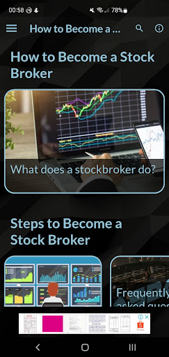 Android application How to Become a Stock Broker screenshort