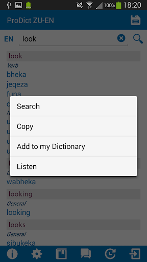 Zulu English dictionary Screen 3