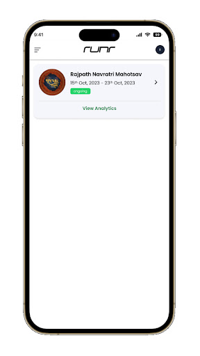 Android application runr events screenshort