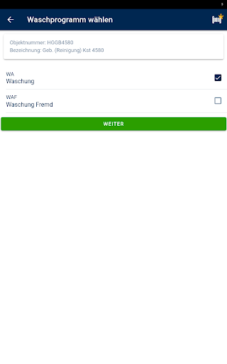 Android application COS-Waschungen screenshort