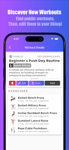 Screenshot of Bench Gym Log: Workout Tracker