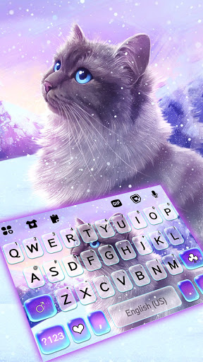 Android application Snowy Cat Keyboard Background screenshort