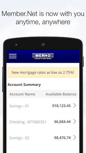 Android application Merho Federal Credit Union Mem screenshort
