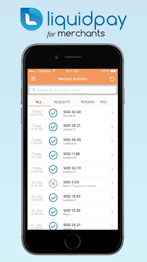 Android application Liquid Pay Merchant screenshort