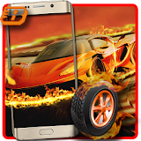flaming hot race car theme icon
