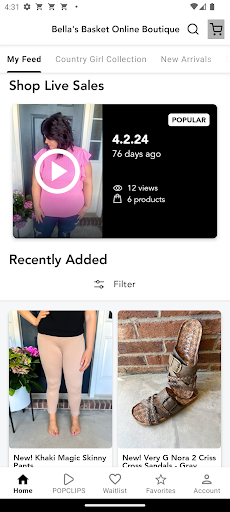 Android application Bella's Basket Online Boutique screenshort
