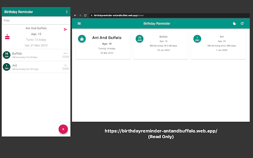 Android application Birthday Reminder screenshort