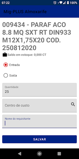 Android application Mig-PLUS Almoxarife screenshort