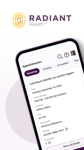Android application Radiant Health Client Portal screenshort
