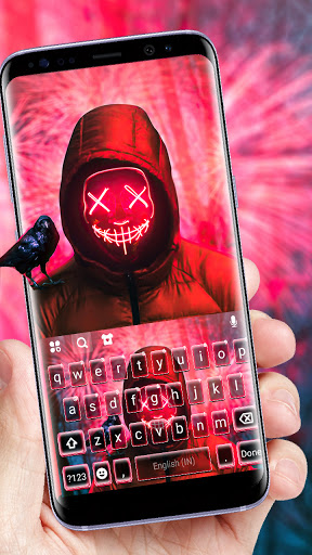 Android application Neon Red Maskman Keyboard Back screenshort