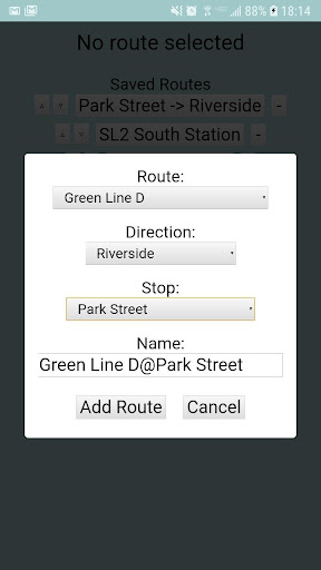 Commute Tracker - MBTA Screen 3