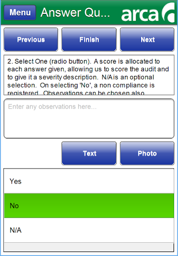 Android application ARCA Audits screenshort