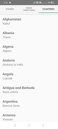 Android application World Information screenshort