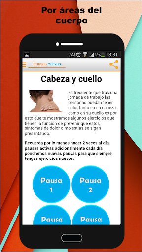 Android application Pausas Activas screenshort