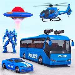 Jeu de robot de bus de police