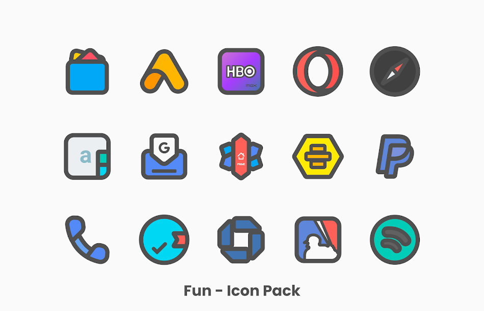 #5. Fun - Icon Pack (Android) โดย: FLDESIGN
