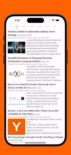 Android application Hacki for Hacker News screenshort