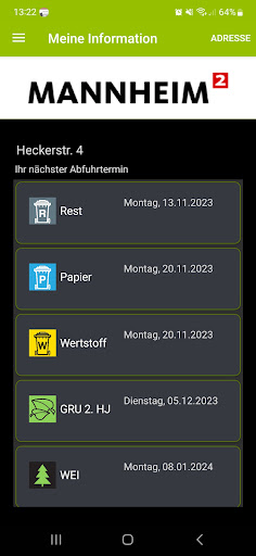 Android application Abfall Mannheim screenshort