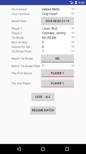 MatchScorer for Tennis Screen 2