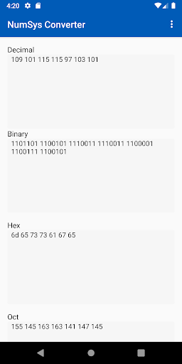 NumSys Converter Screen 2