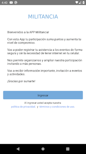 Android application Militancia screenshort