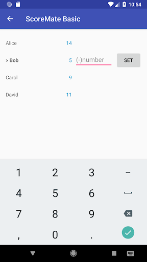 Android application ScoreMate Plus: Share scores screenshort