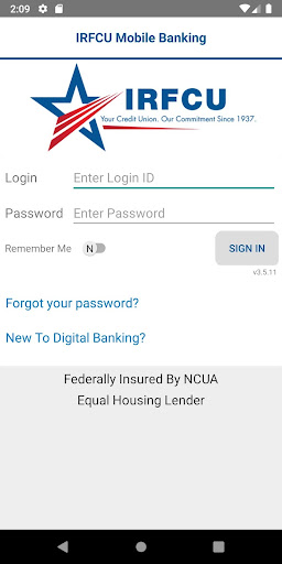 Android application IRFCU Mobile Banking screenshort