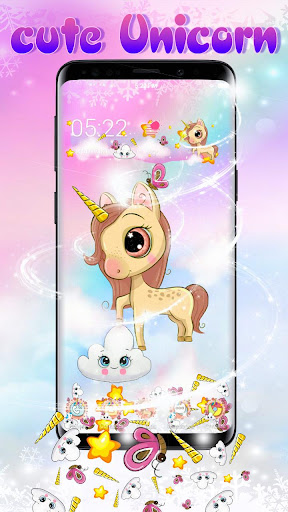 3D Cute Rainbow Unicorn Theme