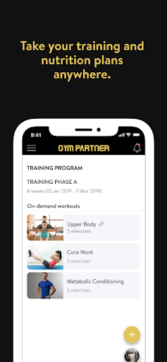 Gym Partner: Training Screen 2