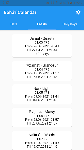 Badi Calendar Screen 2
