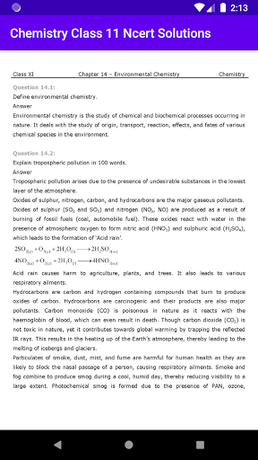 Chemistry Class 11 Ncert Solut