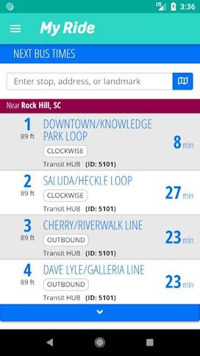 Android application My Ride Rock Hill screenshort