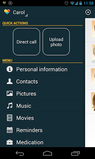 Android application Kwido for caregivers screenshort